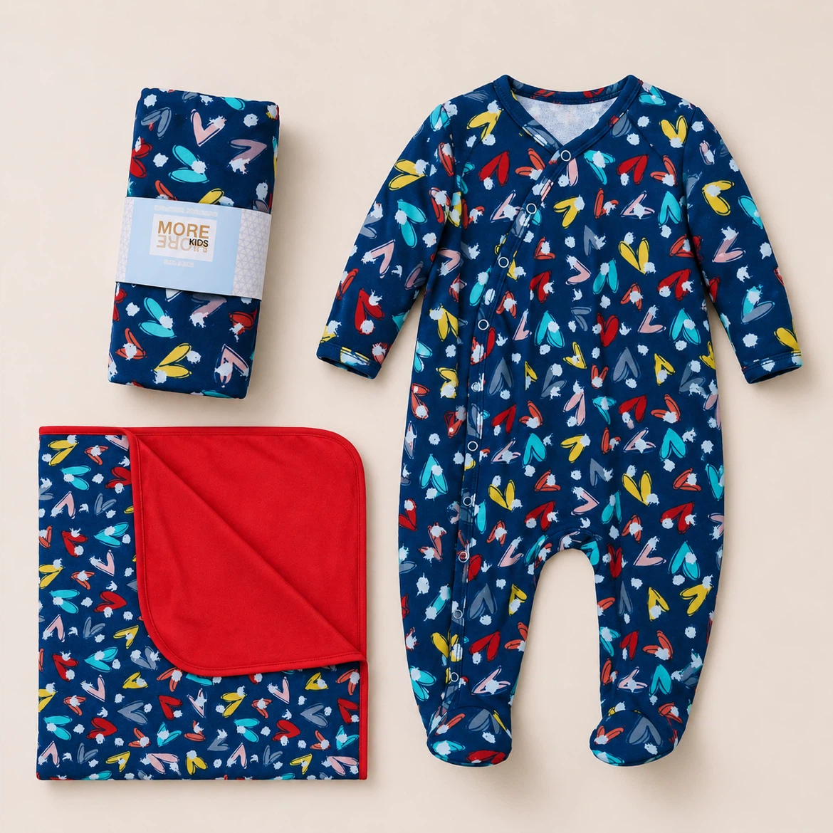 Baby Cotton Set – Footed Sleeper & Double-Layer Blanket/Swaddle - photo 2