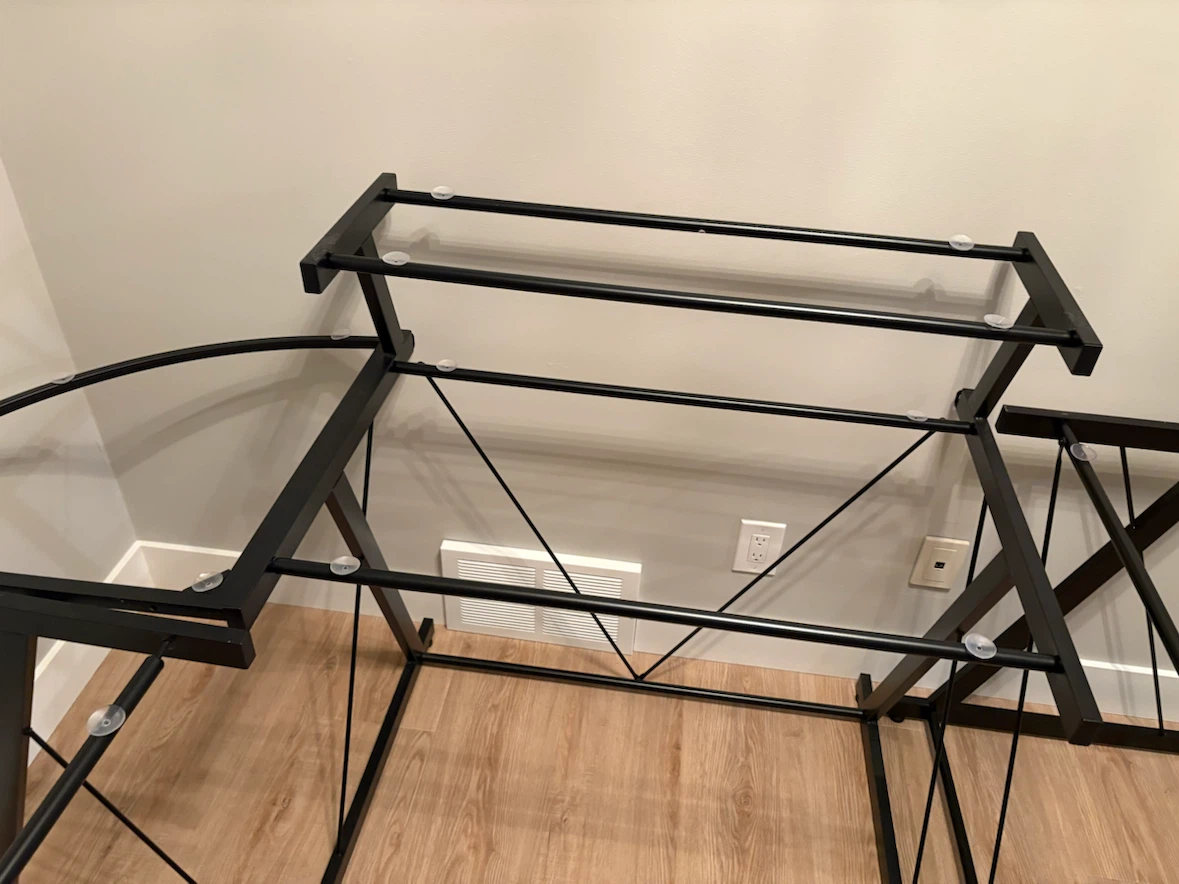 Black L-Shaped Glass Computer Desk Frame - photo 3