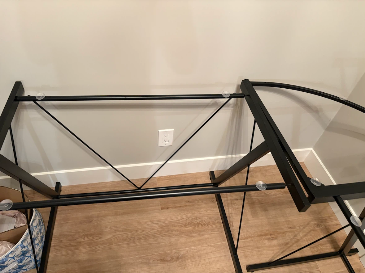 Black L-Shaped Glass Computer Desk Frame - photo 4
