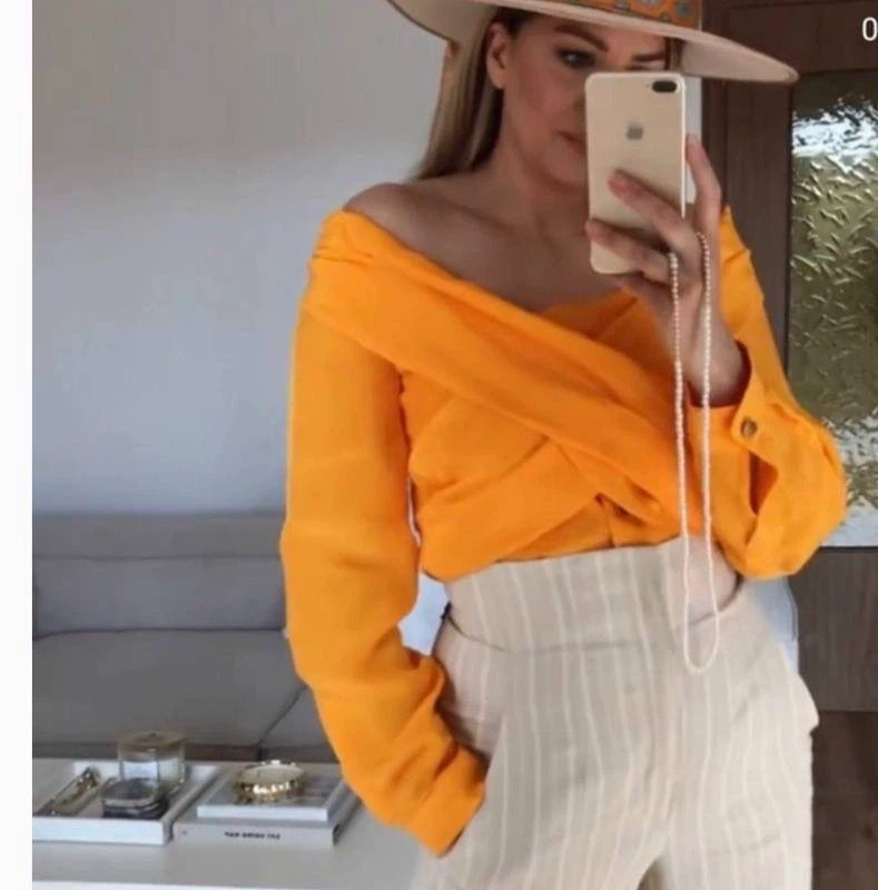 ZARA Limited Collection Bright Orange Blouse – Size XS