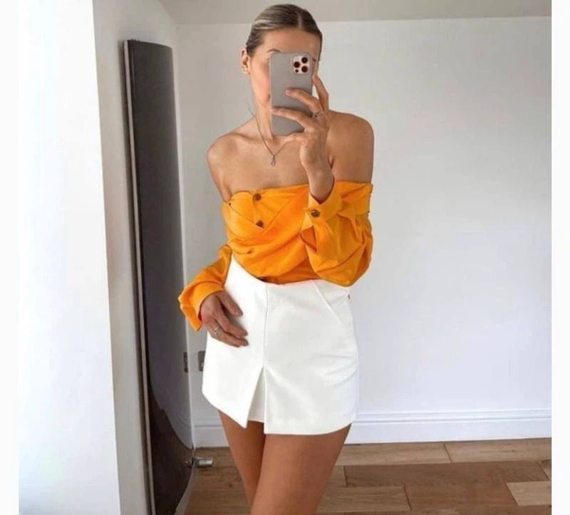 ZARA Limited Collection Bright Orange Blouse – Size XS - photo 5