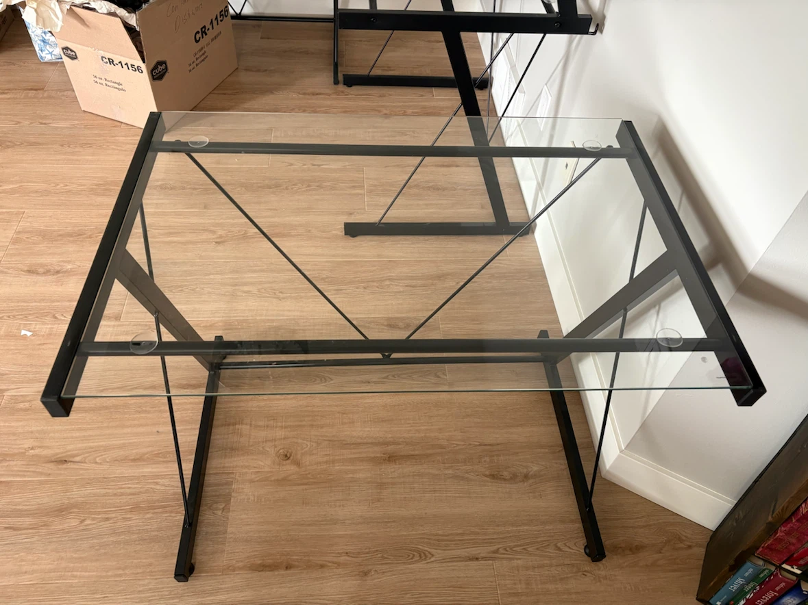 Glass top computer desk