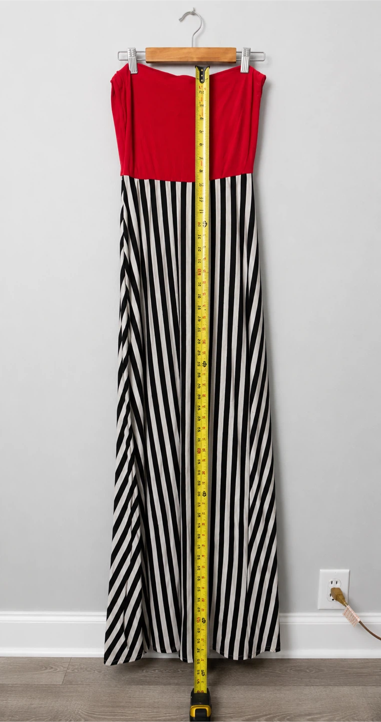 Strapless Maxi Dress - Red & Black Stripe - photo 3