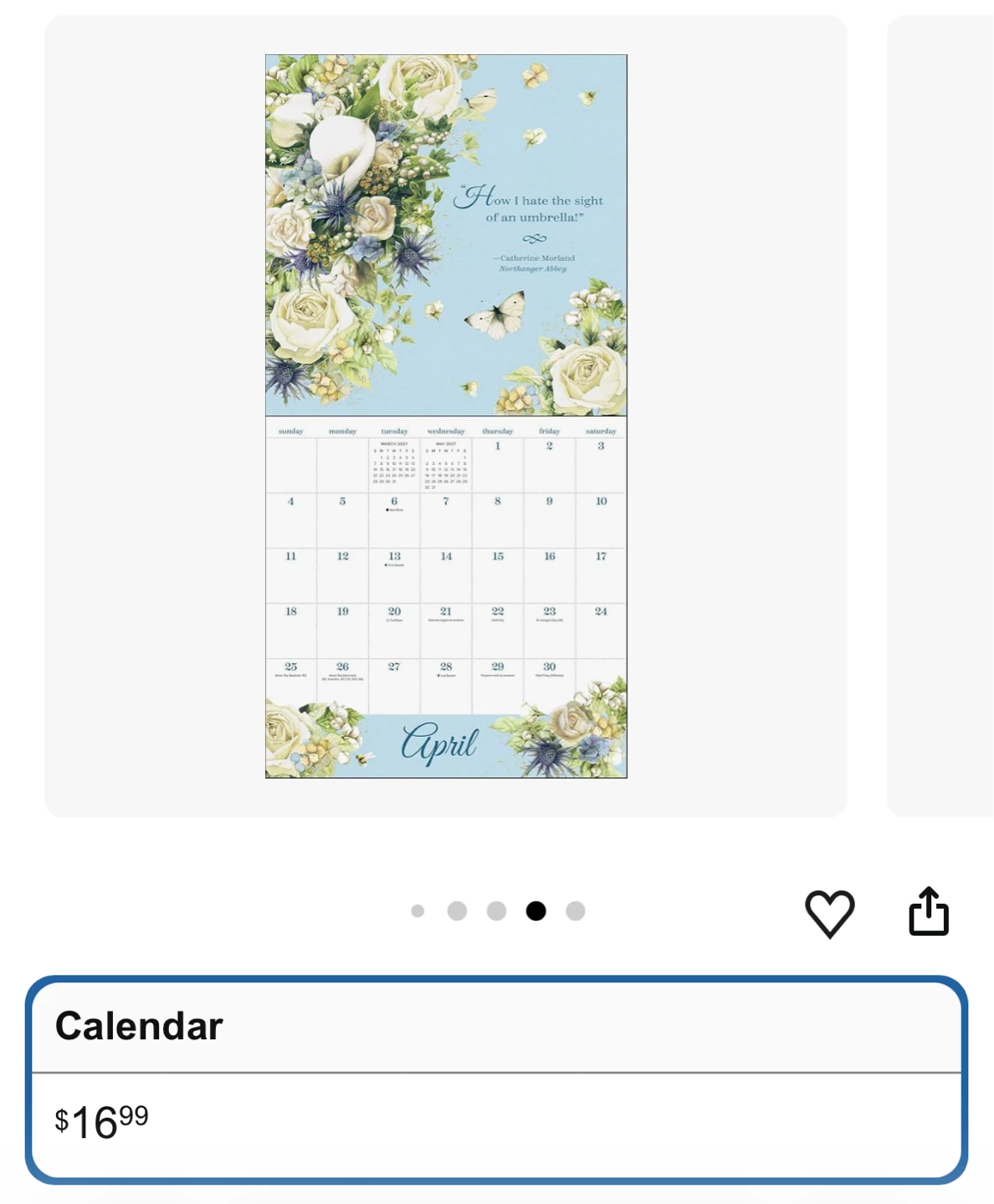 NEW✨2027 Calendar The Quotable Jane Austen - photo 4