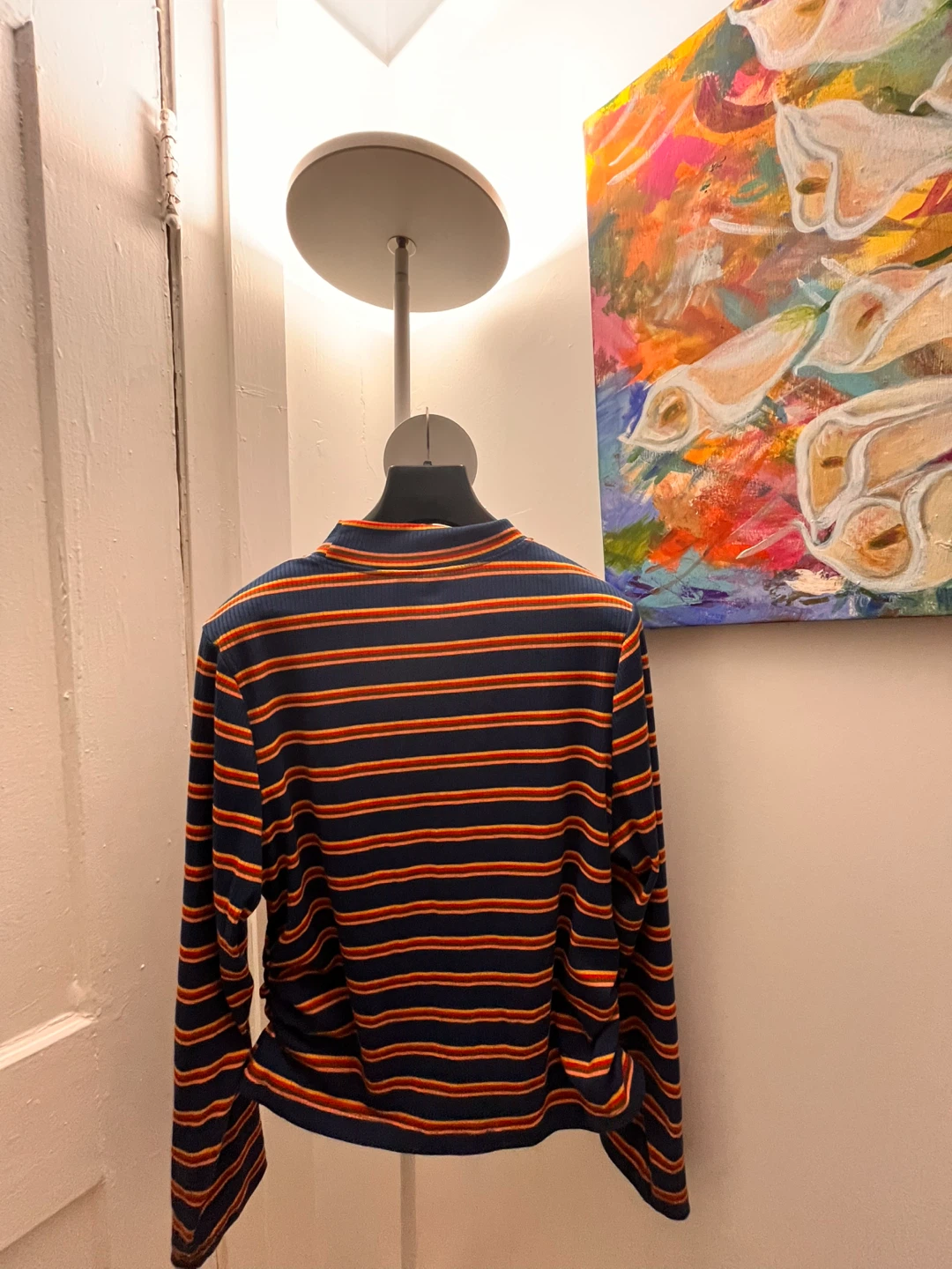 Striped Long Sleeve Mock Neck Top - photo 2