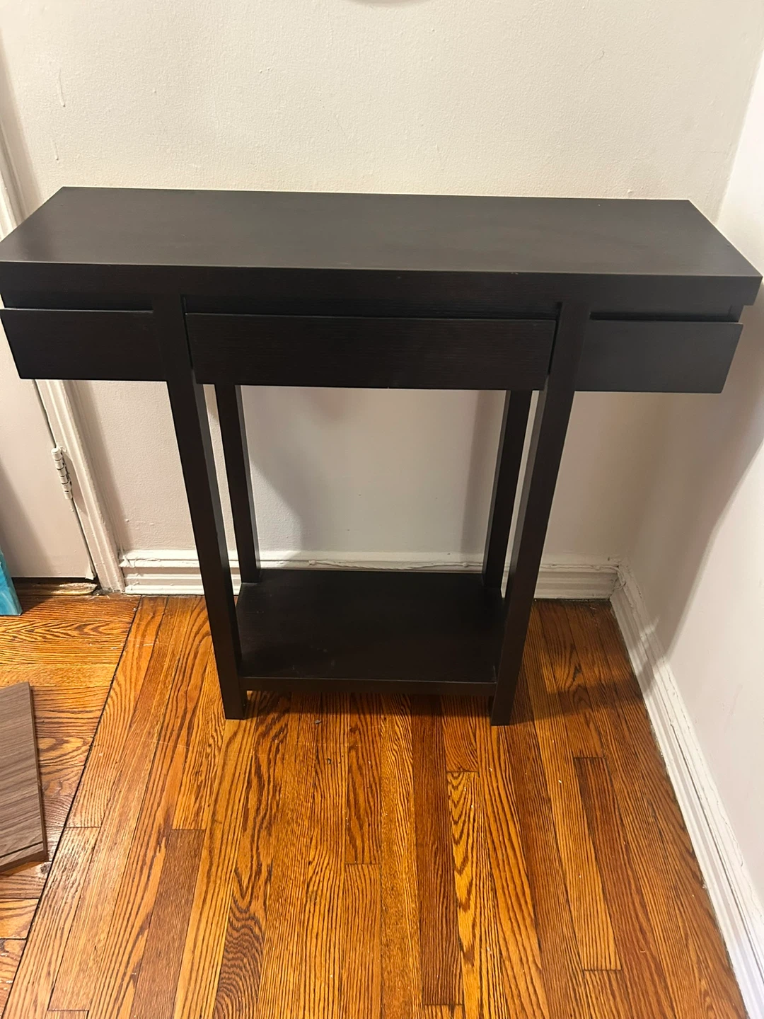 Dark Brown Console Table with Drawer - photo 3
