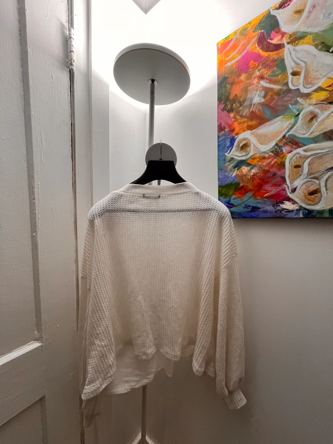 White Thermal V-Neck Long Sleeve Top - photo 2