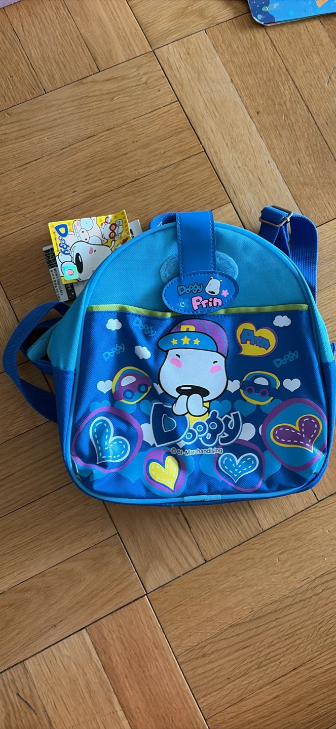 Blue Mini Backpack with dog cartoon