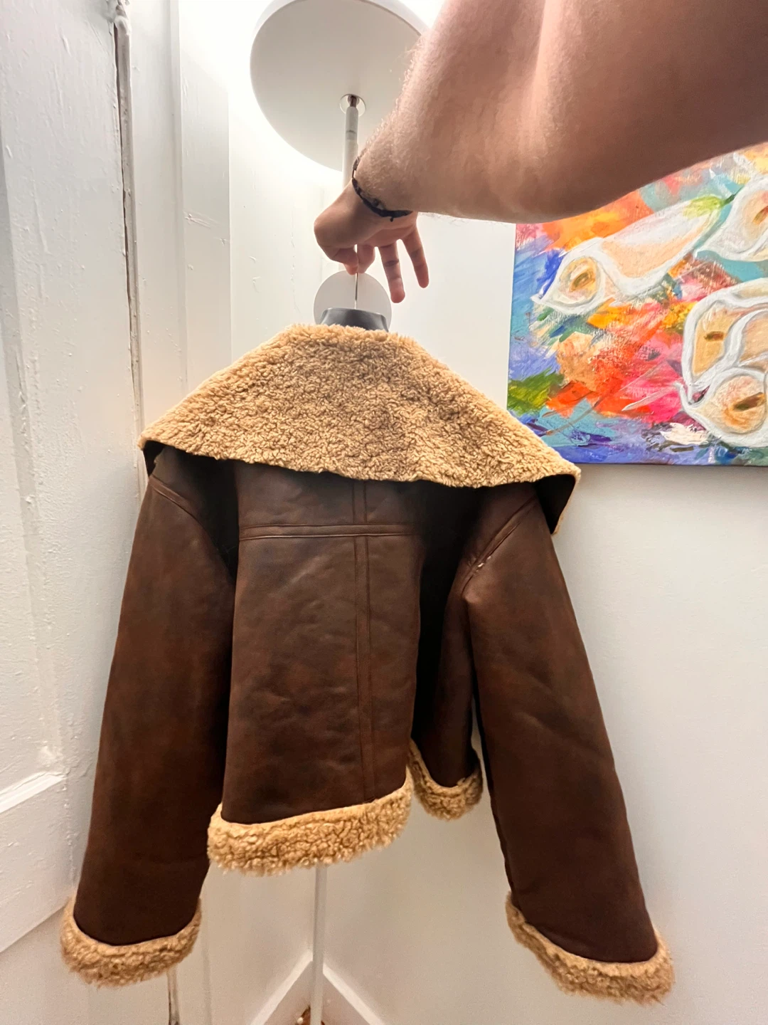 Brown Faux Shearling Aviator Jacket - photo 2