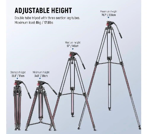 NEEWER 79"/2m Video Camera Tripod - photo 2