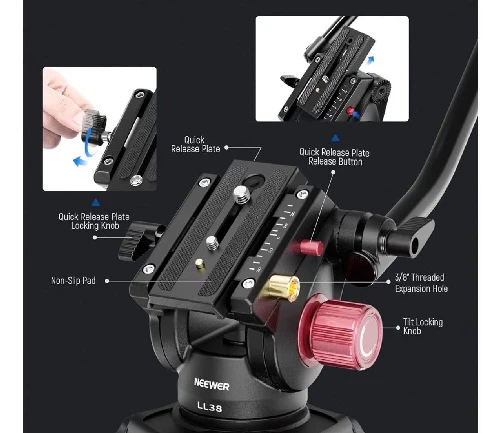 NEEWER 79"/2m Video Camera Tripod - photo 4