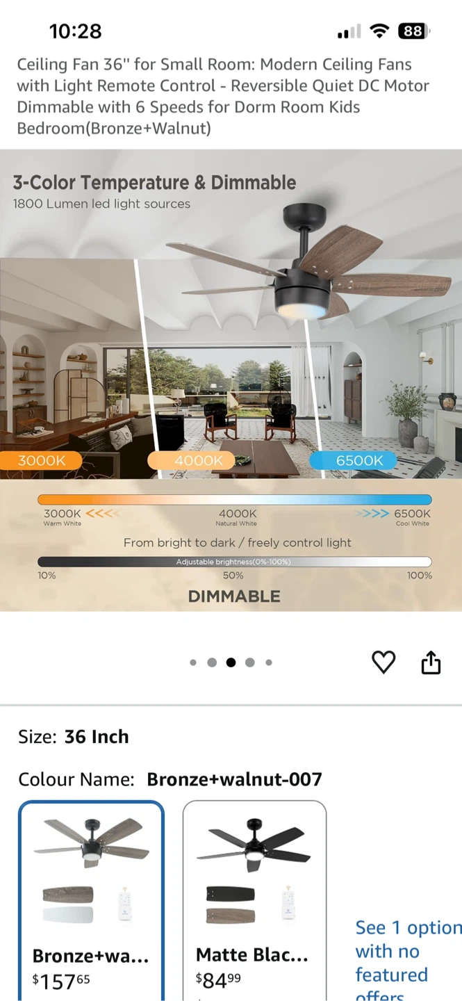 Vagizm 36" Ceiling Fan with Light Remote Control - photo 4