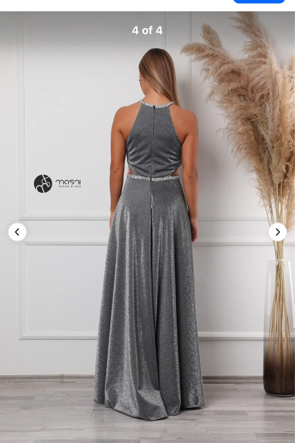 Silver Metallic Halter Neck Embellished Dress - photo 3