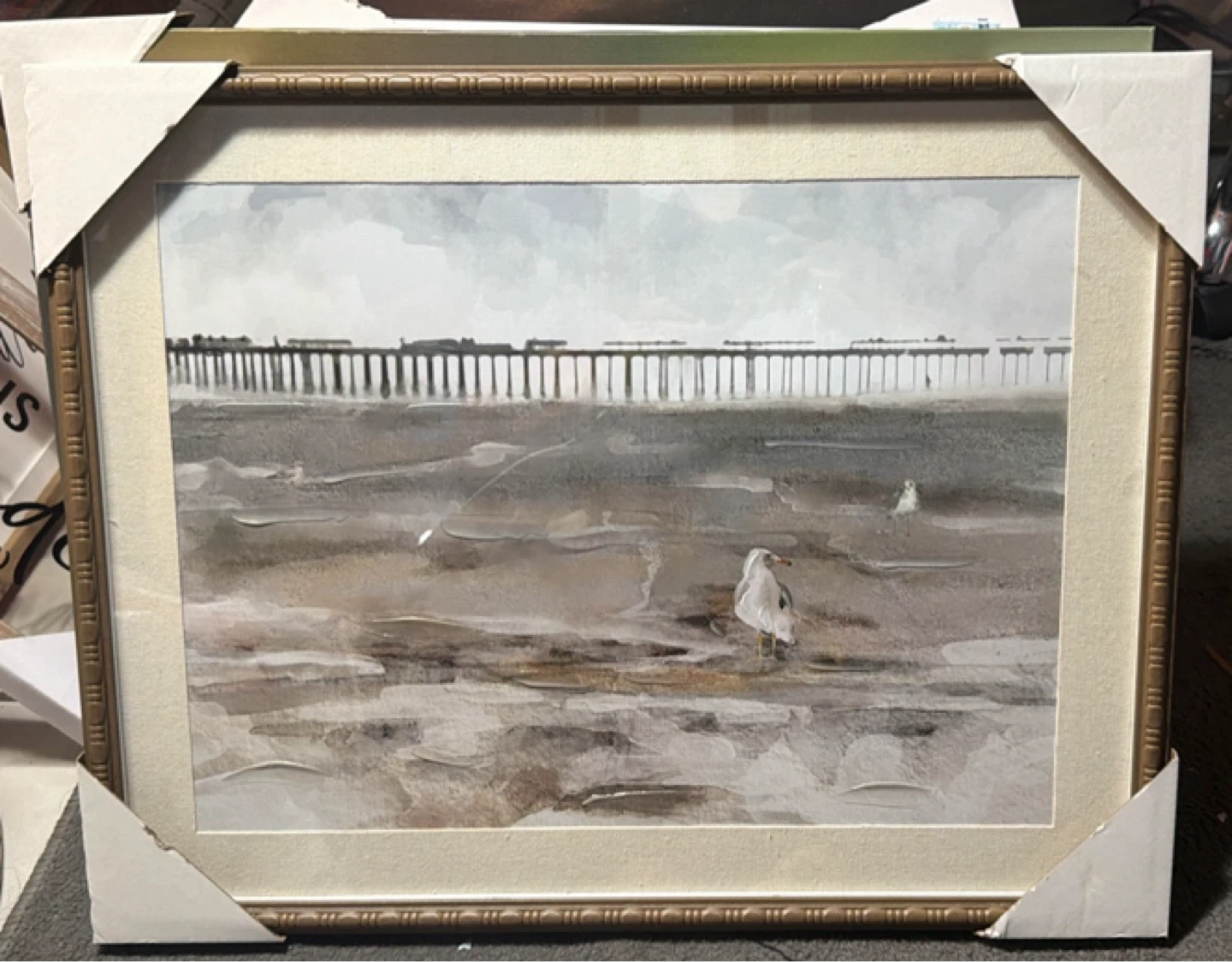 Framed Pier and Seagull Wall Art