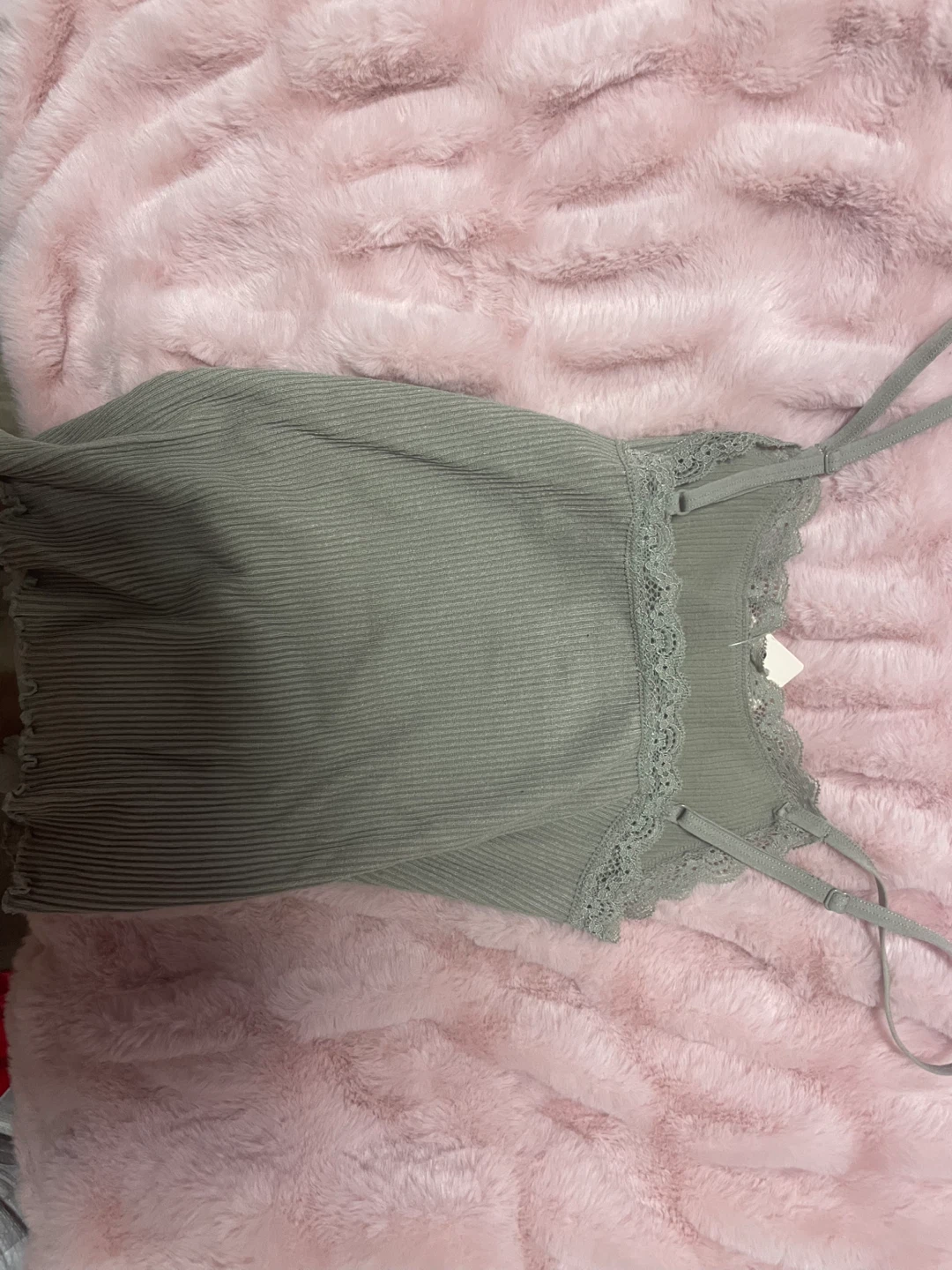 Forever 21 Ribbed Lace Trim Camisole - Olive Green - photo 2