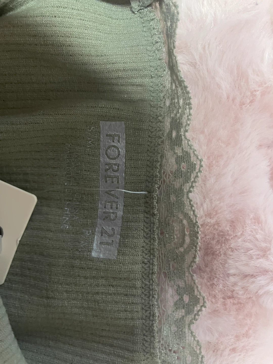 Forever 21 Ribbed Lace Trim Camisole - Olive Green - photo 3