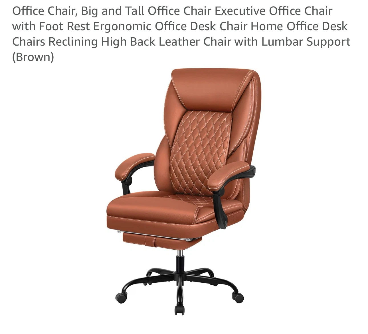 Brown Executive Office Chair with Footrest