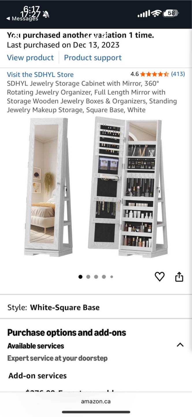 SDHYL Jewelry Storage Cabinet with Mirror - White - photo 3