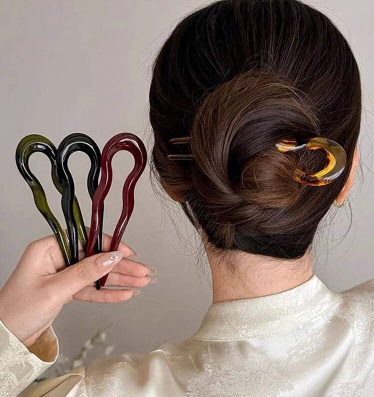 U-shaped hair stick bun pin — set of 4