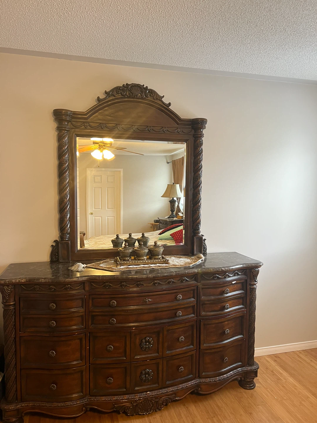 Ornate Dark Wood Full Bedroom