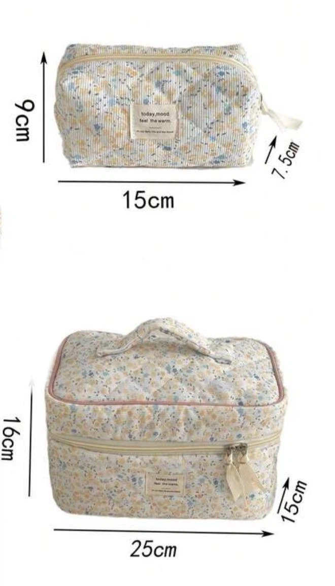 Floral Quilted Makeup Bag Set (Large + Small) - photo 4