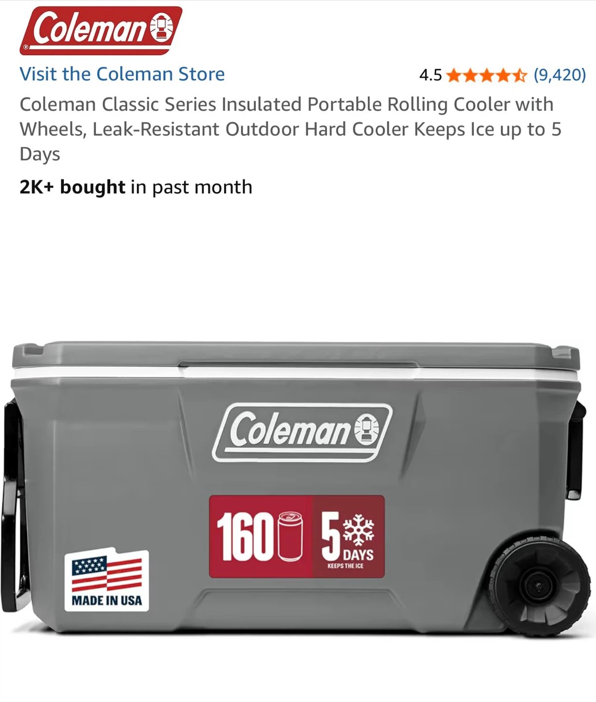 Coleman 160 Quart Rolling Cooler