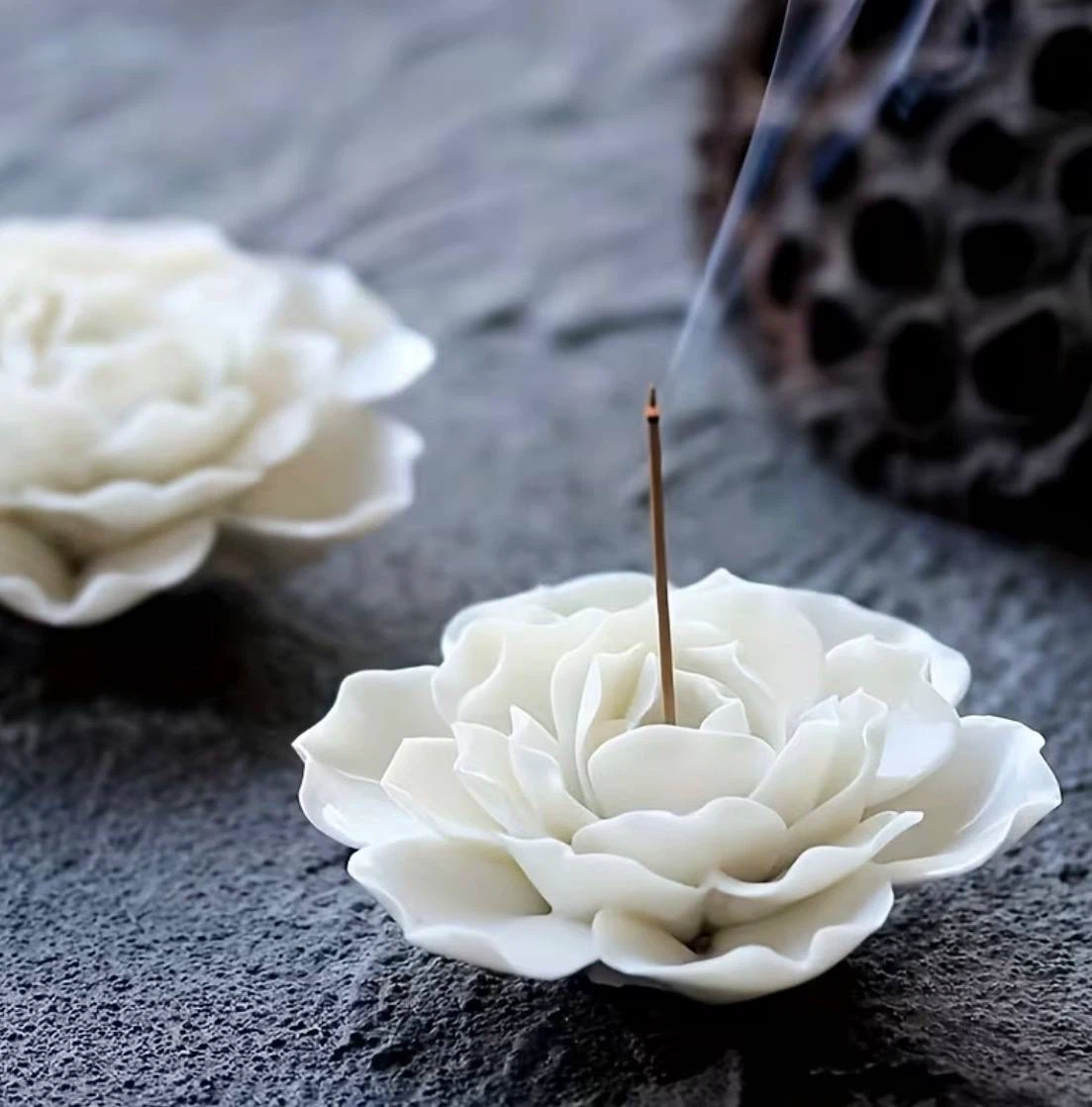 Mini white lotus incense holder
