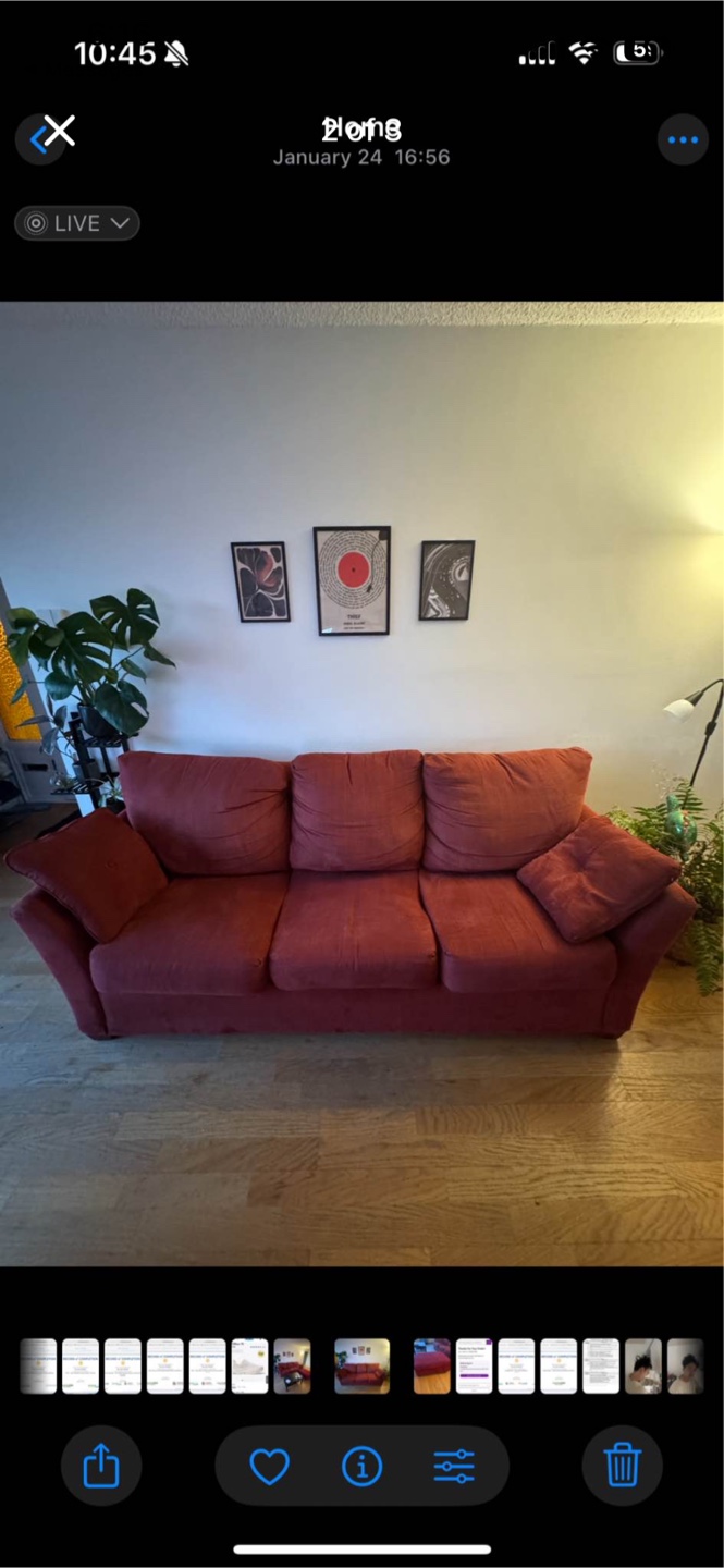 Red 3-Seater Pullout Sofa Bed and Ottoman Set
