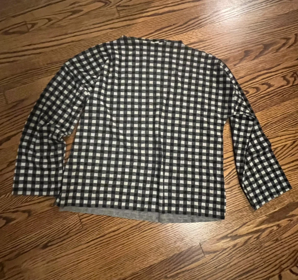 Zara Black & White Gingham Long Sleeve Top