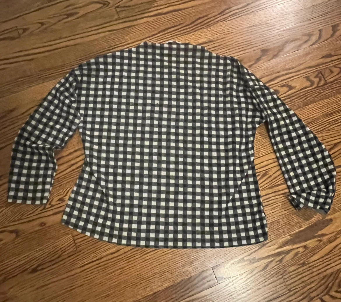Zara Black & White Gingham Long Sleeve Top - photo 2
