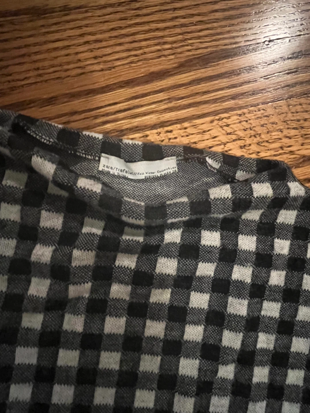 Zara Black & White Gingham Long Sleeve Top - photo 3