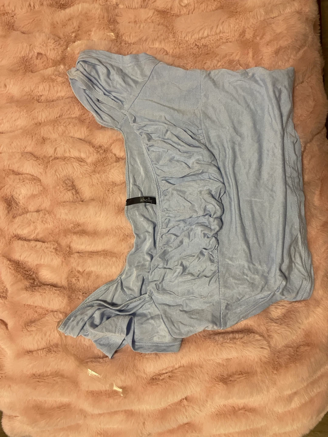 Light Blue Ruched cropped Shirt
