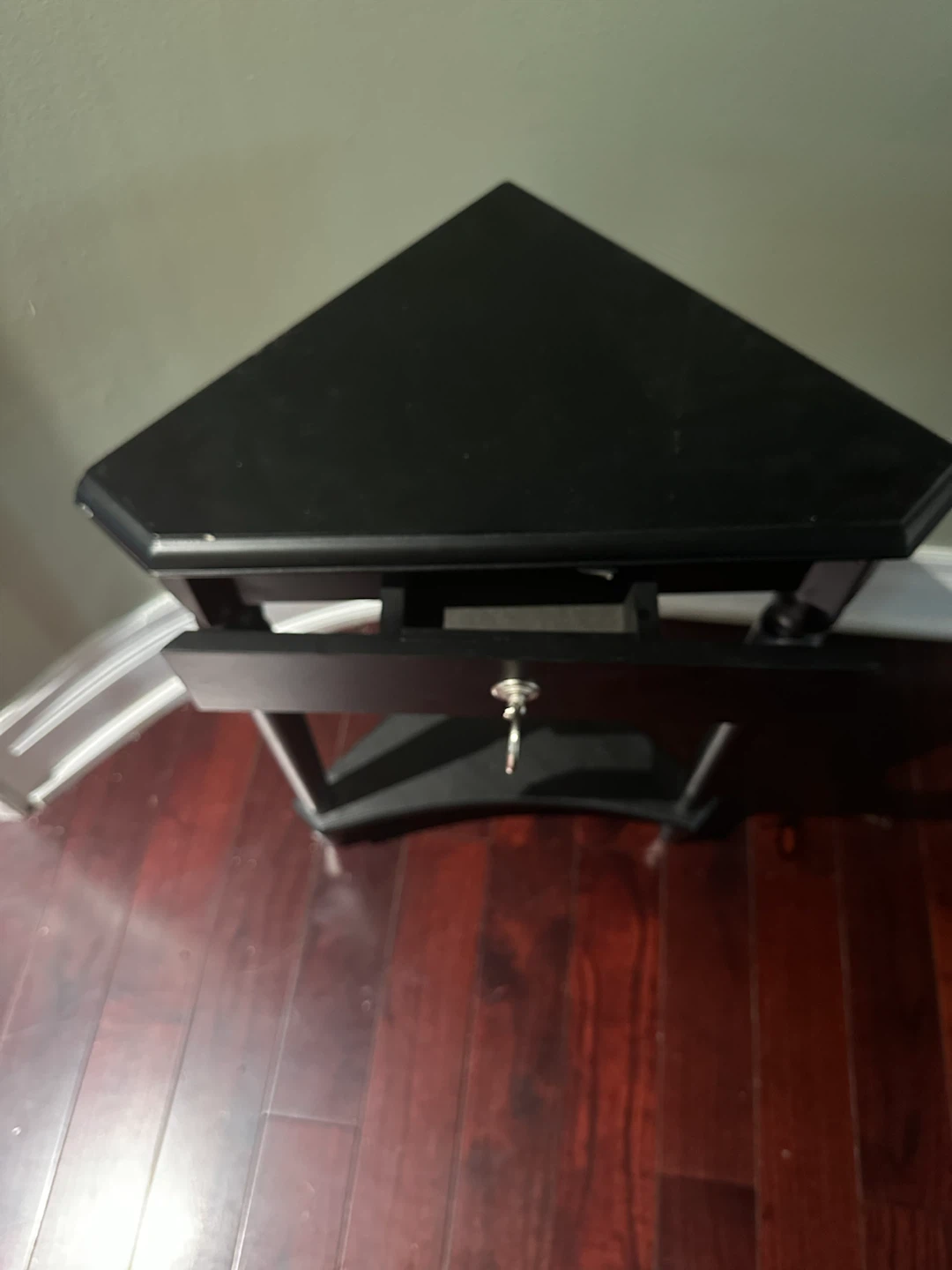 Black Corner Accent Table with Drawer