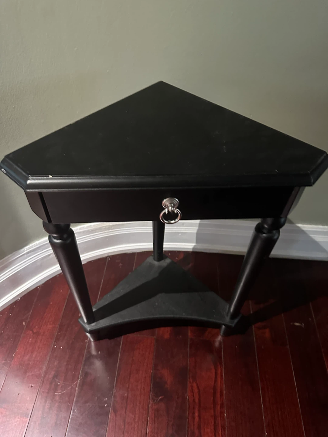 Black Corner Accent Table with Drawer - photo 2