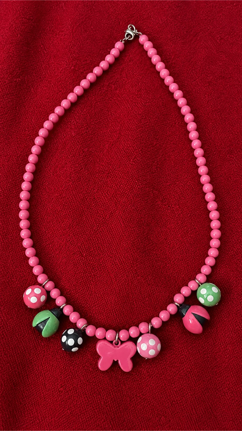 Pink Beaded Necklace with Charms - photo 3