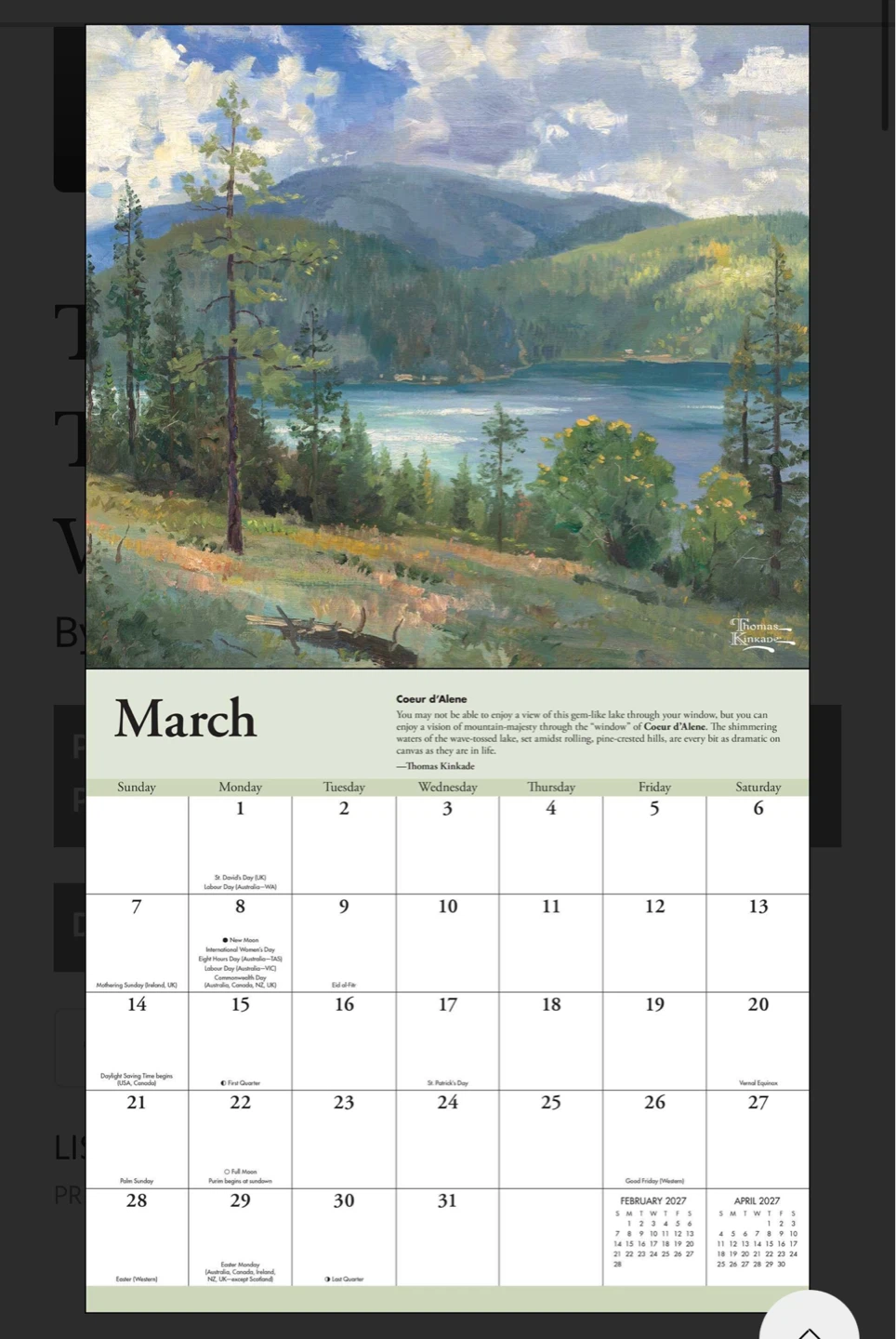 NEW✨2027 Wall Calendar Thomas Kinkade Travels - photo 5