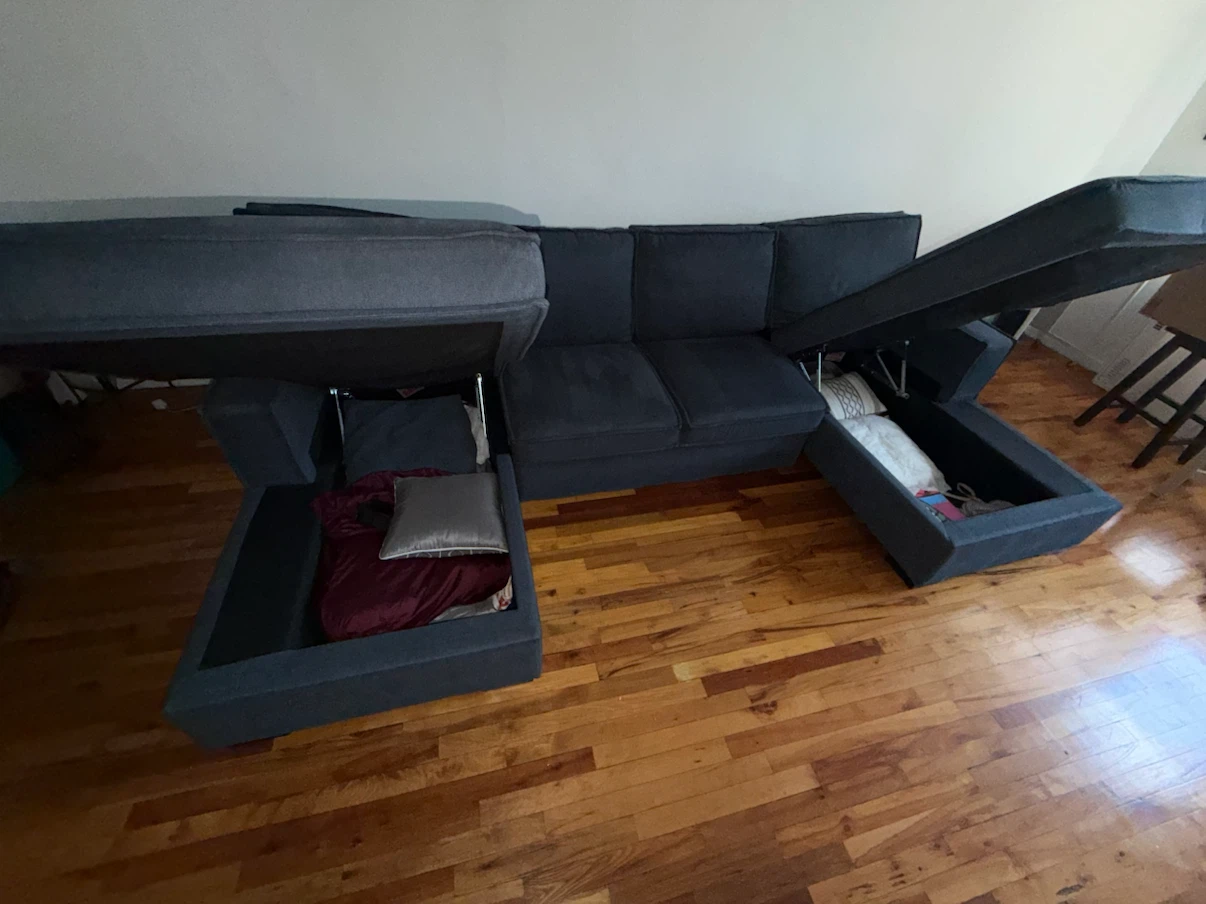 Blue Sectional Sofa with Storage - photo 3