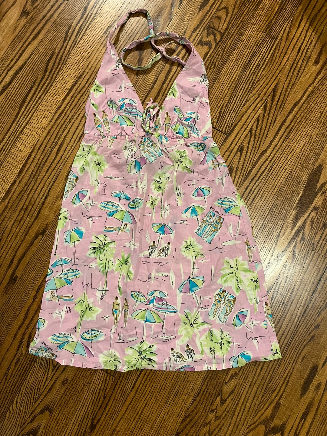 Playa by La Blanca Pink Beach Print Halter Dress