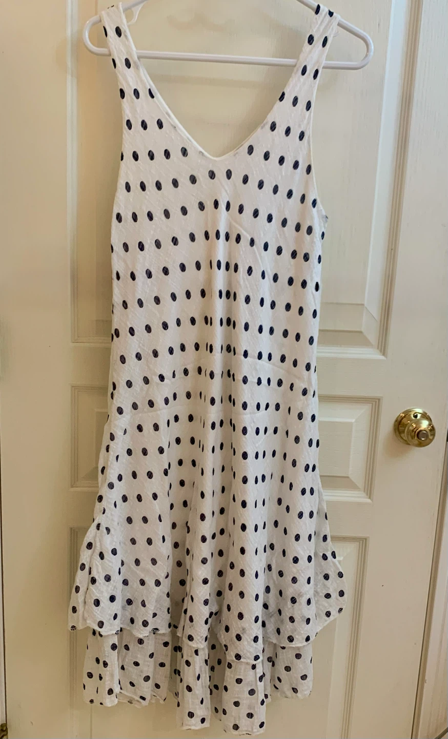 Pistache White Polka Dot Dress - Size S