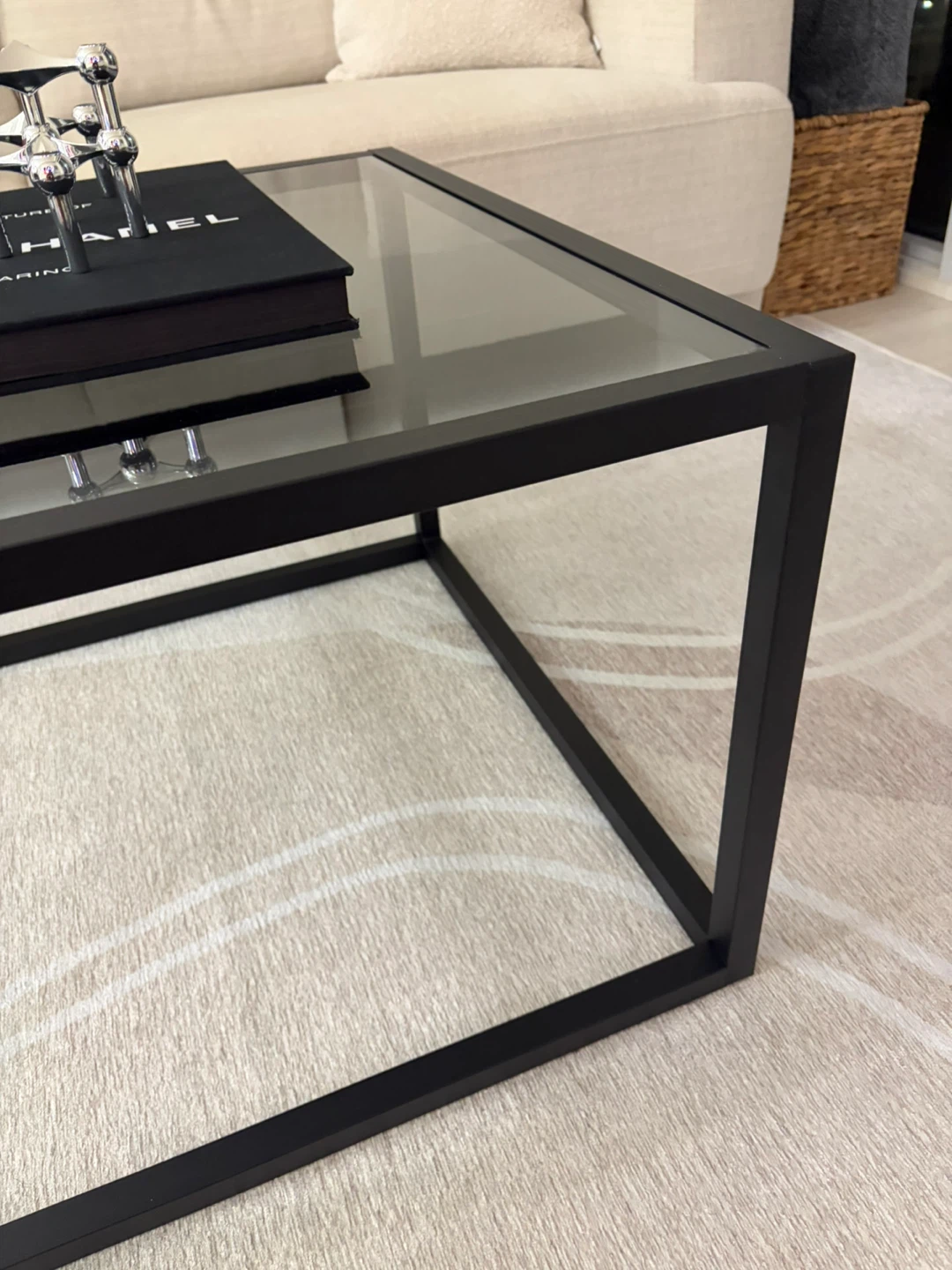 Glass Top Coffee Table with Black Frame - photo 2