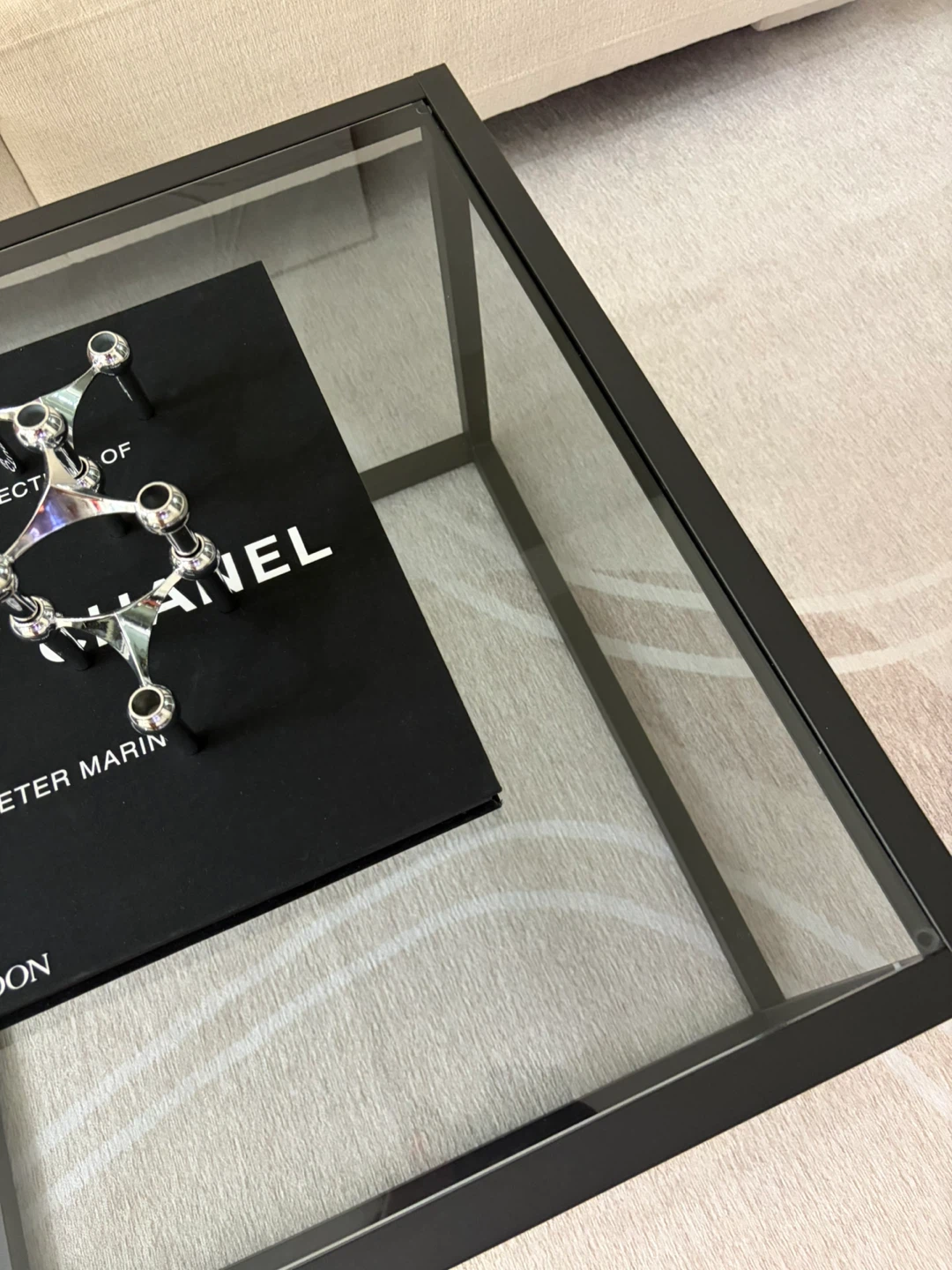 Glass Top Coffee Table with Black Frame - photo 3