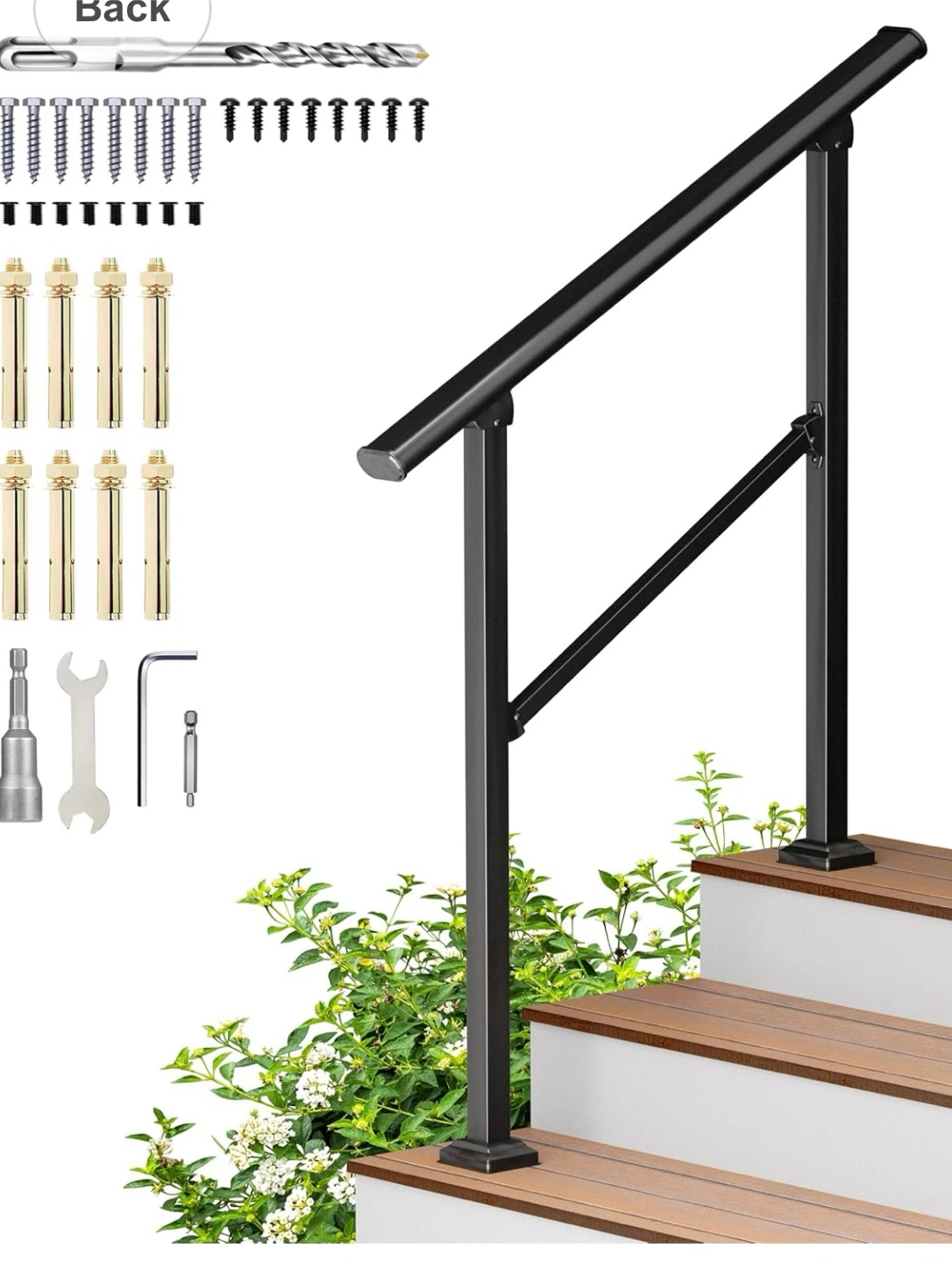 Black Stair Handrail with Hardware