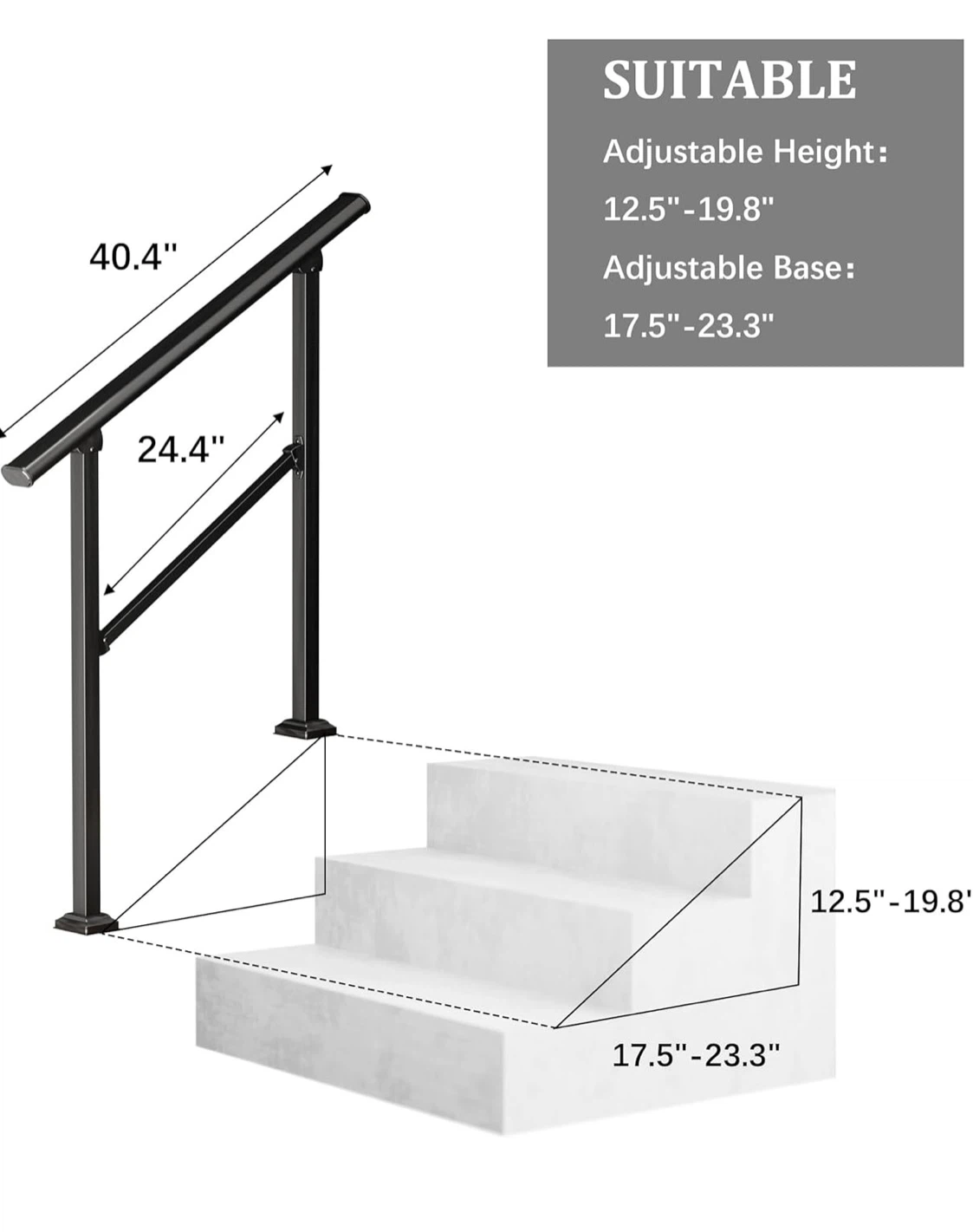 Black Stair Handrail with Hardware - photo 4