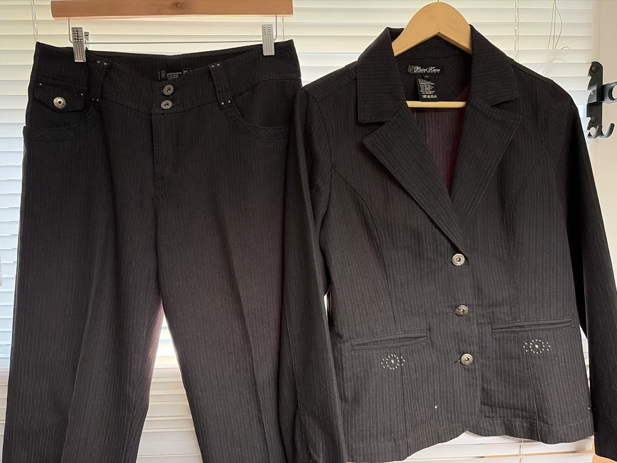 Women's Pinstripe Blazer and Pants Set