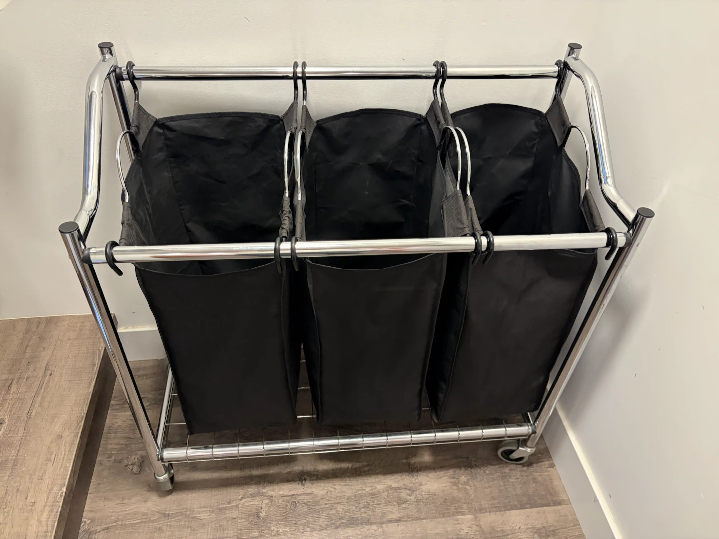 Triple Laundry Sorter with Mesh Bags