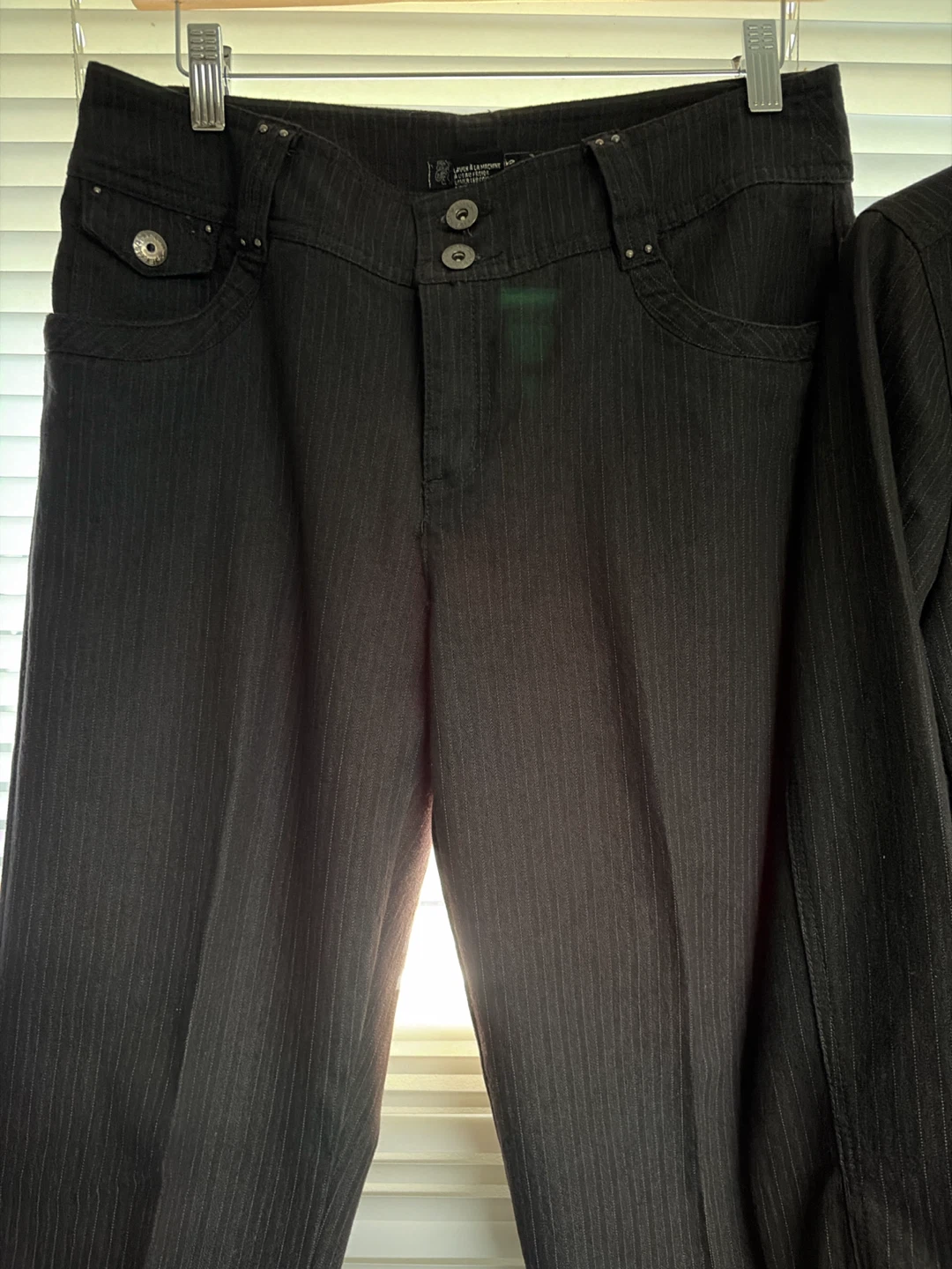 Women's Pinstripe Blazer and Pants Set - photo 2