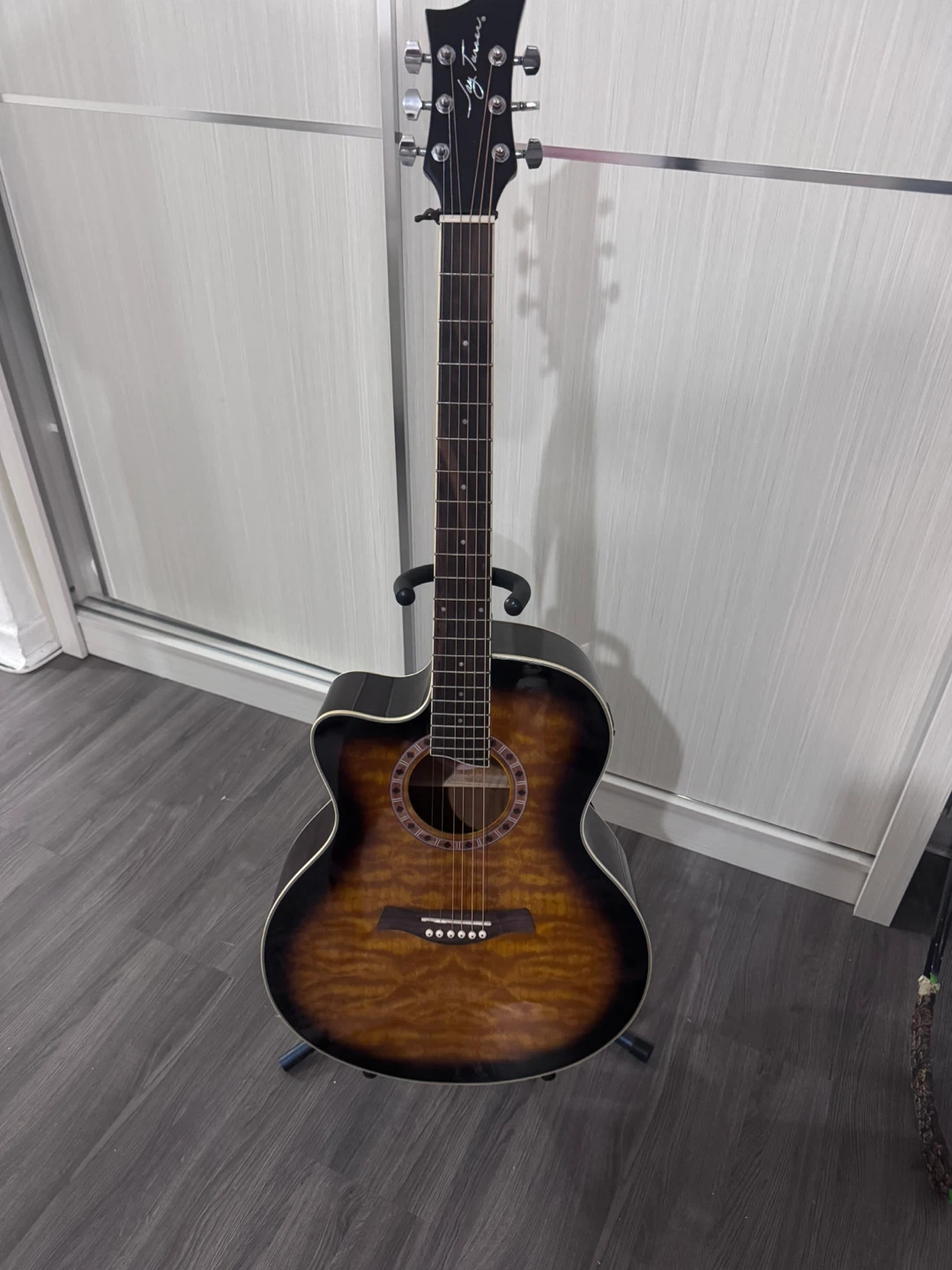 Left hand Jay Turser Acoustic Electric Guitar JTA424QCET-LH-TSB