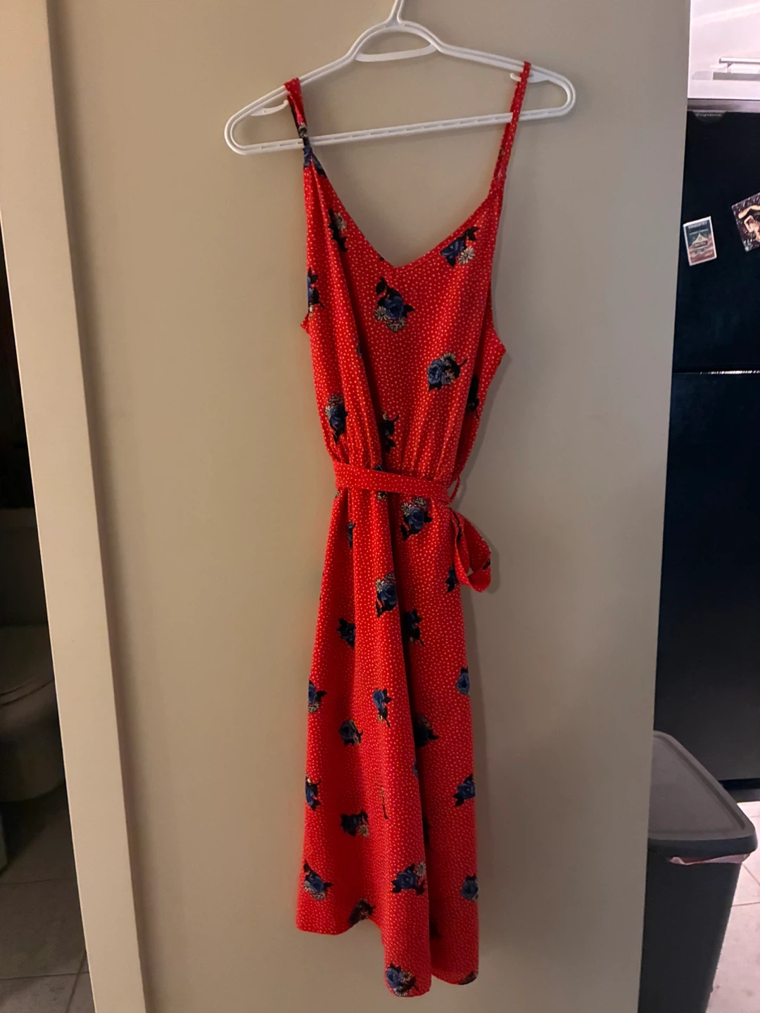 red floral wide legged jumpsuit