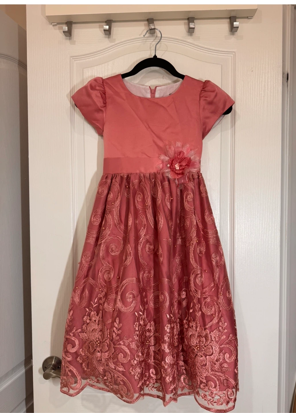 Dark rose pink floral dress