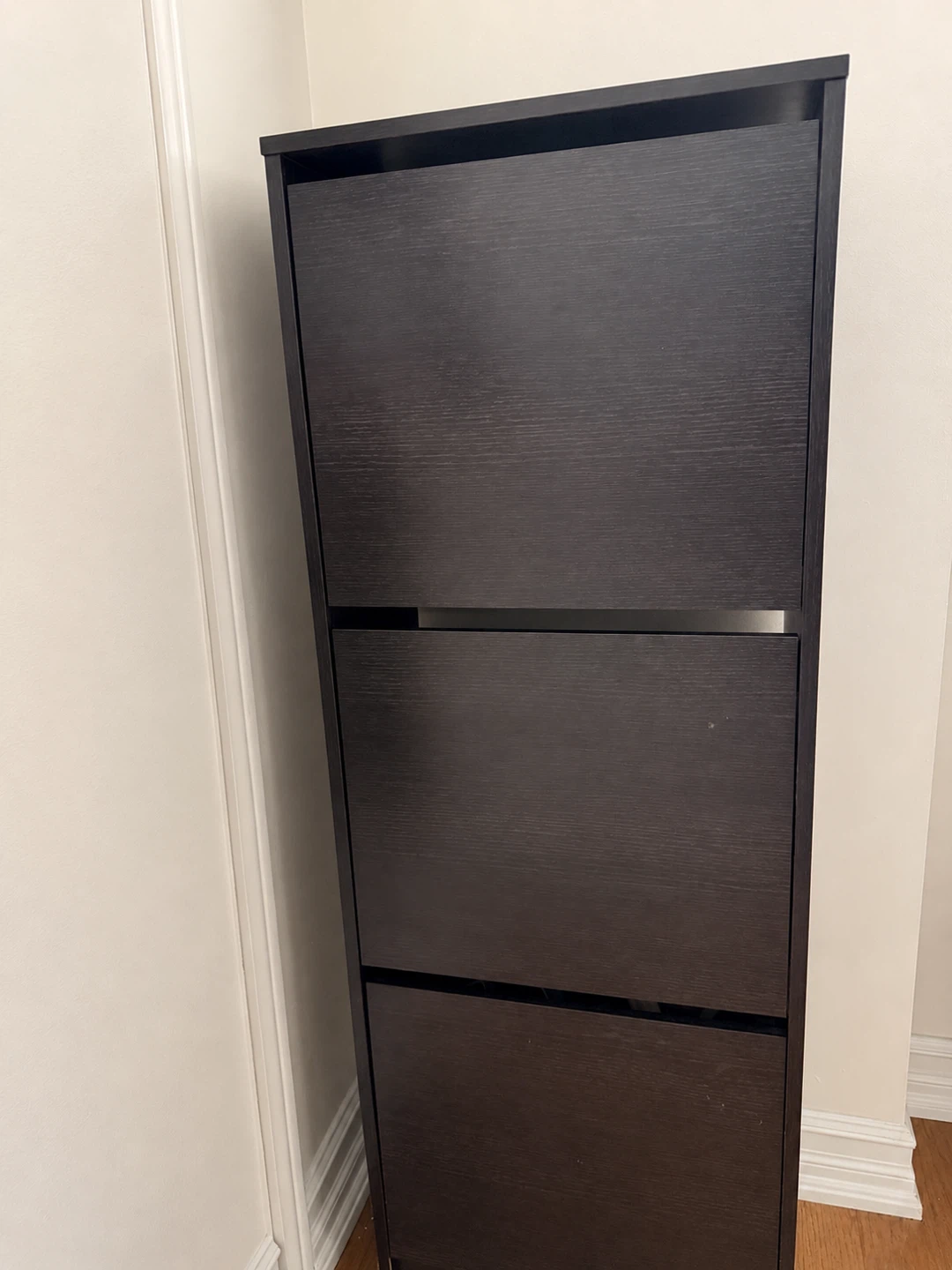 Dark Wood 3-Tier Shoe Cabinet